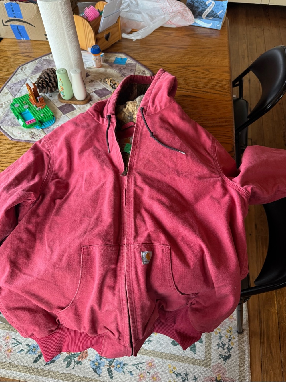 Carhartt Hooded Zip Work Jacket in Rose
